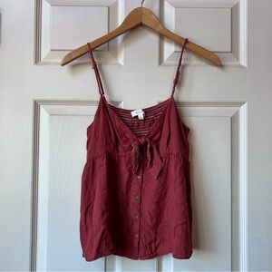 BE COOL Burgundy Camisole with Buttons and Tie Front
